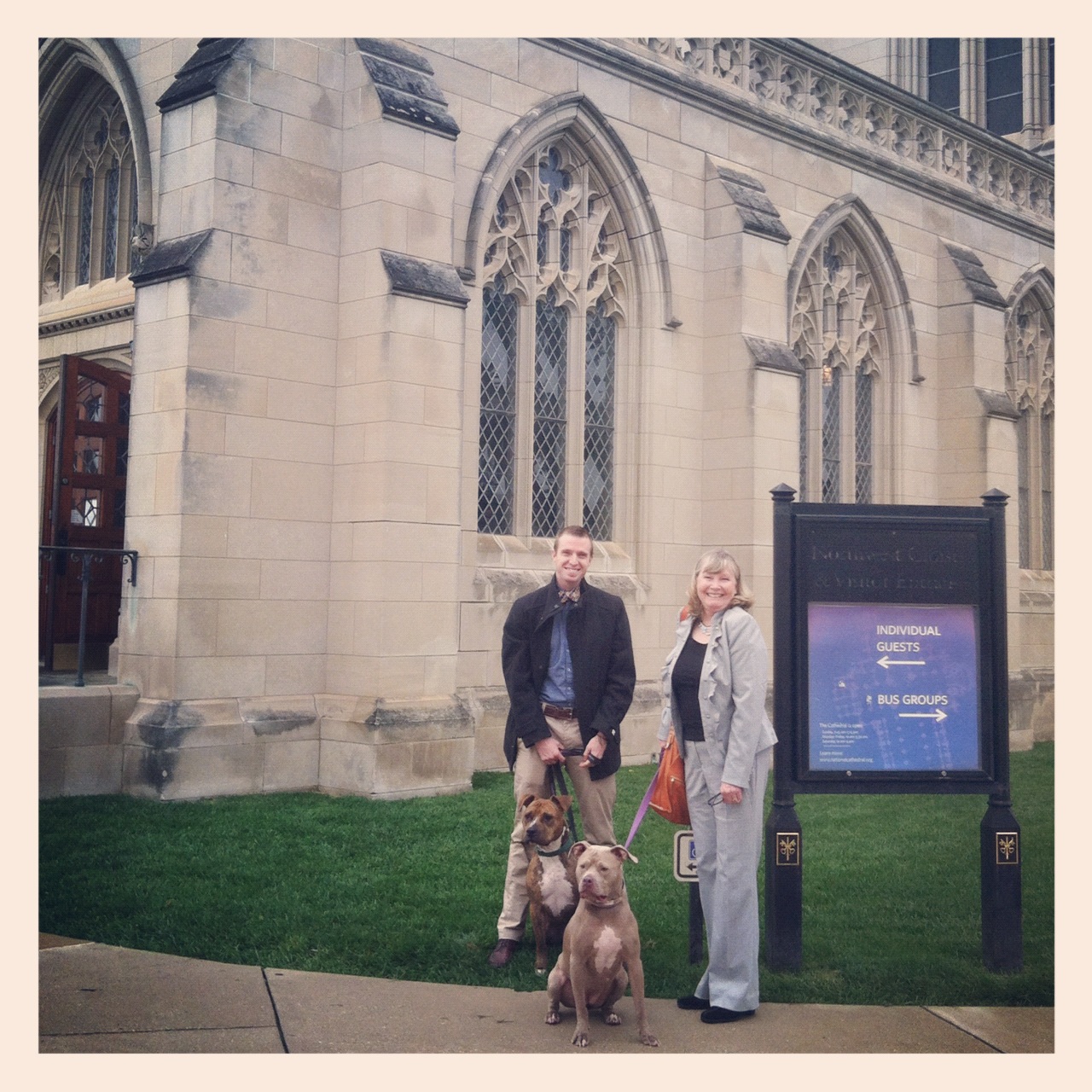 Winifred's visit - at the blessing of the animals at the National Cathedral